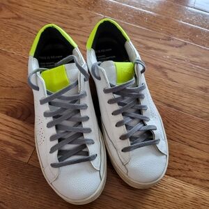 P448 Women's White and Gray Sneakers with Neon Accents